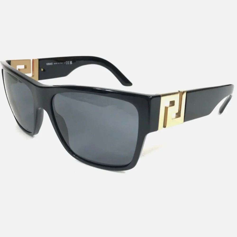 Versace Men's 59mm Black Gold Square Dark Lens Sunglasses